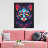Colorful Kitty Cat Animal Psychedelic Fantasy Art Leinwanddruck (Insitu (Wohnzimmer))
