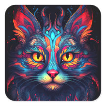 Colorful Kitty Cat Animal Psychedelic Fantasy Art