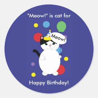 Colorful Kitty Cat Funny Meow Geburtstag personali Runder Aufkleber