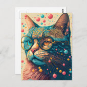 Colorful Kitty Cat Illustration Postkarte (Vorne/Hinten)