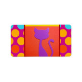 Colorful Kitty Cat Polka Dot Pattern Adressaufkleber (Vorne)