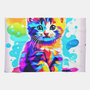 Colorful Kitty Splash Geschirrtuch