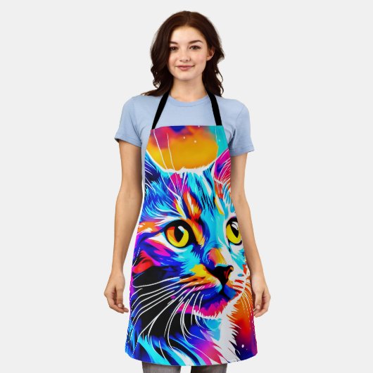 Colorful Kitty Stare Schürze (Getragen)