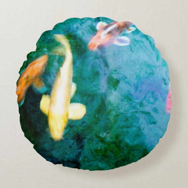 Colorful Koi Fish Rundes Kissen (Vorderseite)