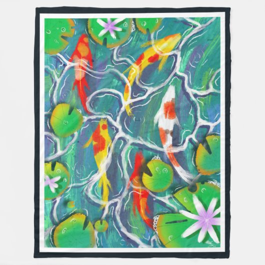 Colorful Koi Pond Fleecedecke (Vorderseite)
