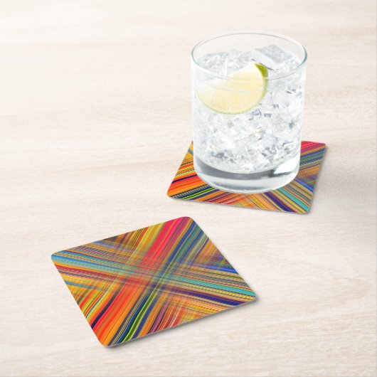 Colorful Kriss Kross Pattern Kariert Rechteckiger Pappuntersetzer (Vor Ort)