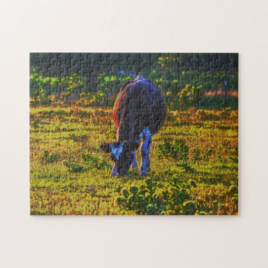 Colorful Kuh Poster Art Farm Puzzle (Horizontal)
