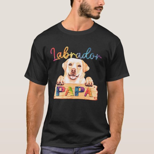 Colorful Labrador Papa Dog Vater T-Shirt (Vorderseite)