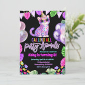 Colorful Leopard Birthday Invitation Einladung (Stehend Vorderseite)