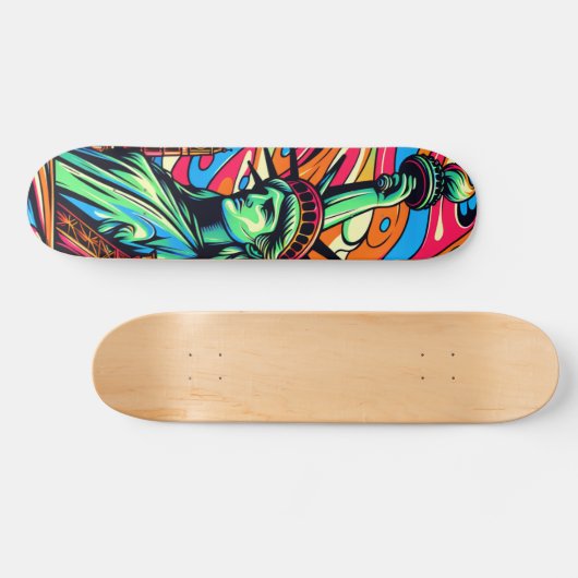 Colorful Liberty Lady Skateboard (Horizontal)