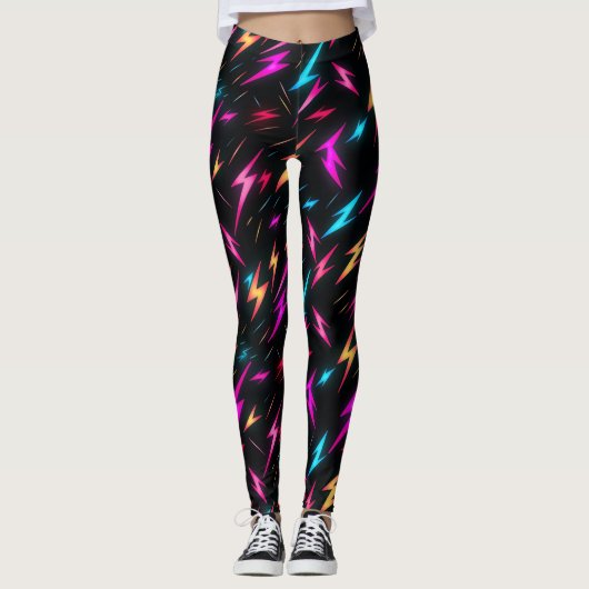 Colorful Lightning Bolt Pattern Leggings (Vorderseite)