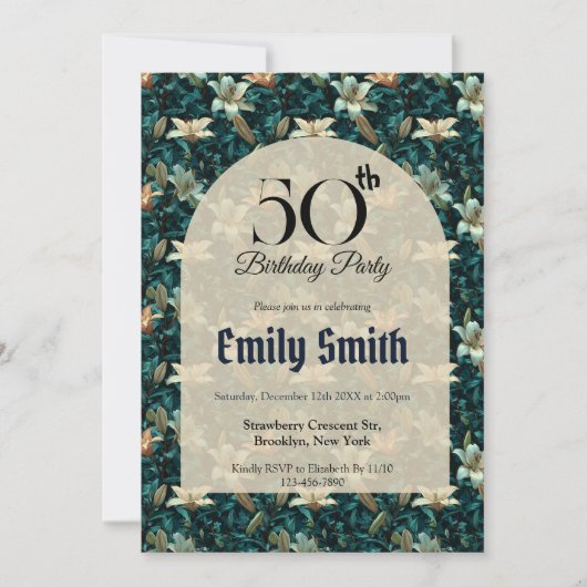 Colorful Lilies Sparkle 10Th Birthday Einladung (Vorderseite)