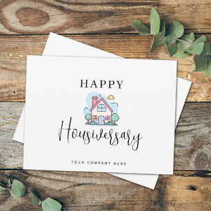 Colorful Line Art House Happy Housiversary Immo Postkarte