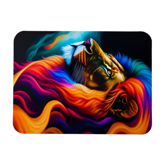 Colorful Lion Face Art Magnet (Horizontal)