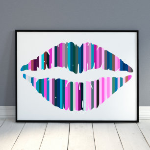 Colorful Lips Abstract Art Poster
