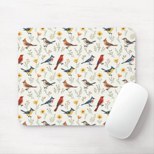 Colorful Little Birds Mousepad (Mit Mouse)