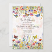 Colorful Little Wildflower Butterflies Birthday Einladung (Vorderseite)