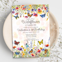Colorful Little Wildflower Butterflies Birthday