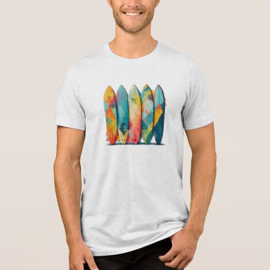 Colorful Long Board T-Shirt Tri-Blend Shirt (Vorderseite)