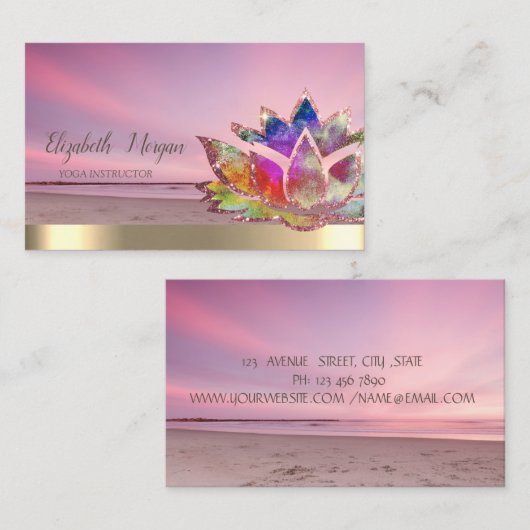 Colorful Lotus Blume Beach Instructor Visitenkarte (Vorne/Hinten)
