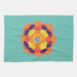 Colorful Lotus Blume Yin & Yang Mandala Geschirrtuch