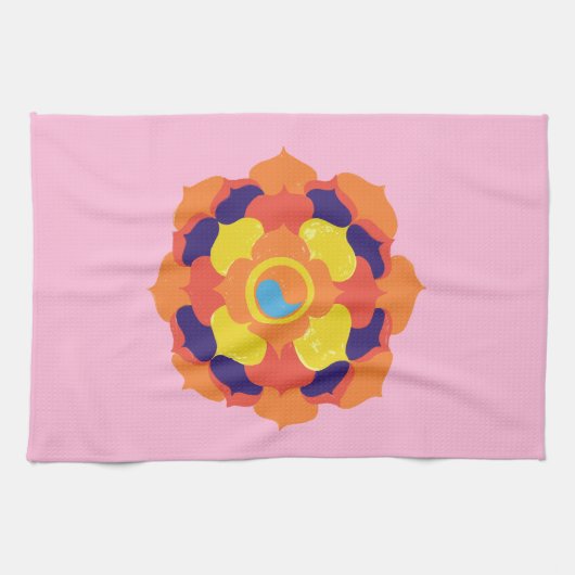 Colorful Lotus Blume Yin & Yang Mandala Geschirrtuch (Horizontal)