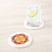 Colorful Lotus Blume Yin & Yang Mandala Getränkeuntersetzer (Seite)