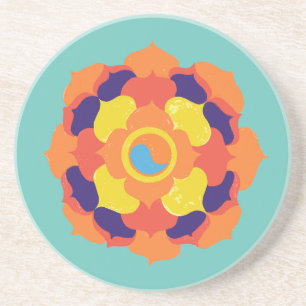 Colorful Lotus Blume Yin & Yang Mandala Getränkeuntersetzer