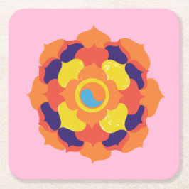 Colorful Lotus Blume Yin & Yang Mandala Rechteckiger Pappuntersetzer