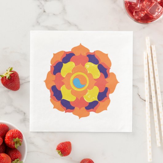 Colorful Lotus Blume Yin & Yang Mandala Serviette (Beispiel)