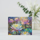 Colorful Lotus Flowers Blossoming in the Snow Postkarte (Stehend Vorderseite)