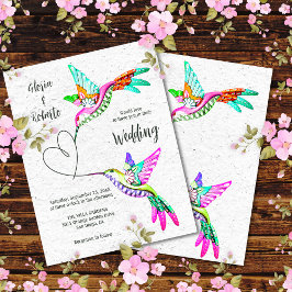Colorful Love Birds & Heart Mexican Wedding Einladung