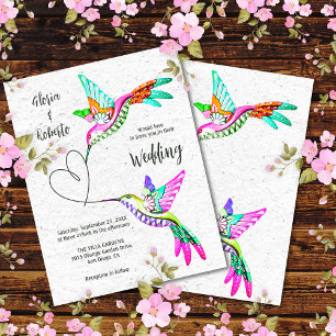 Colorful Love Birds & Heart Mexican Wedding Einladung