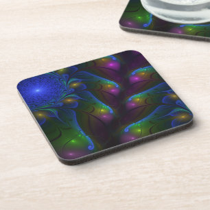 Colorful Luminous Abstract Modern Trippy Fractal Getränkeuntersetzer