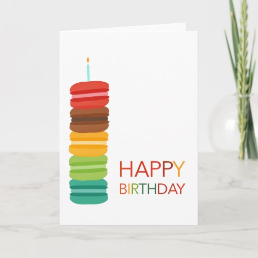 Colorful Macaron Stack Happy Birthday  – Modern Karte (Vorderseite)