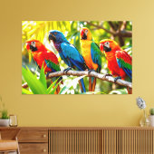 Colorful Macaw Parrots Bird Art Leinwanddruck (Insitu (Wohnzimmer))