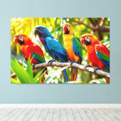 Colorful Macaw Parrots Bird Art Leinwanddruck (Insitu (Holzboden))