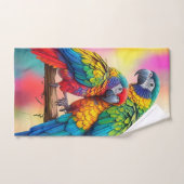 Colorful Macaw Parrots On A Branch-45739 Handtuch (Handtuch)