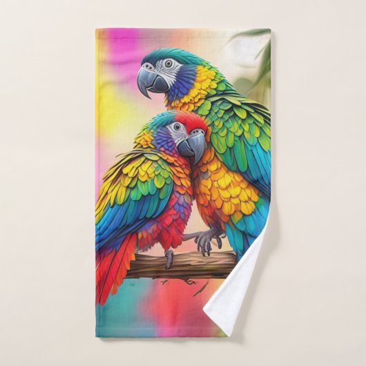 Colorful Macaw Parrots On A Branch-45739 Handtuch (Handtuch)