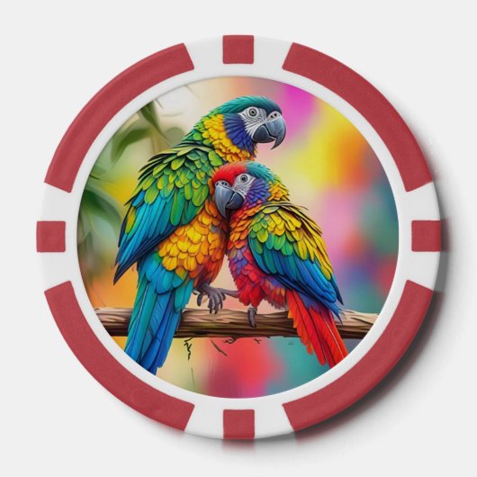 Colorful Macaw Parrots On A Branch-45739 Pokerchips (Vorderseite)