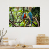 Colorful Macaw Parrots Perched Together Poster (Küche)