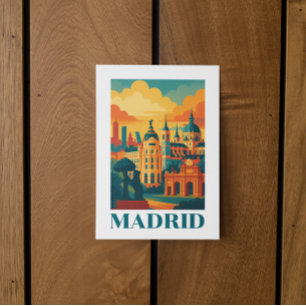 Colorful Madrid Spanien Vintage Reise Postkarte