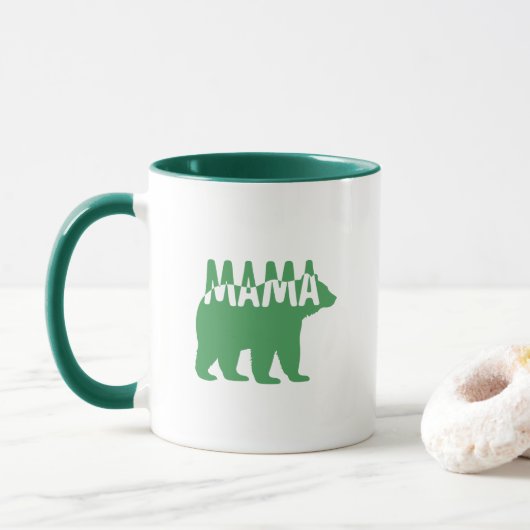 Colorful Mama Bear Silhouette Art Tasse (Mit Donut)