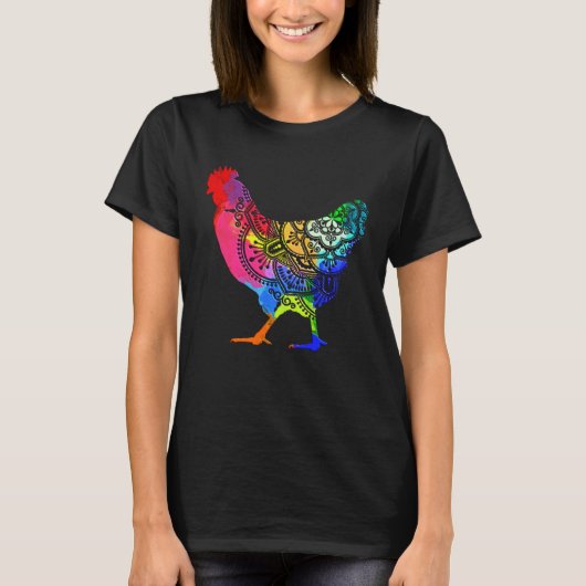 Colorful Mandala Chicken Farmer T-Shirt (Vorderseite)