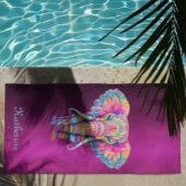 Colorful Mandala Elephant with Customized Name Strandtuch