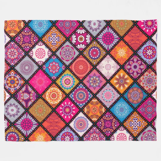 Colorful Mandala Fleecedecke (Vorderseite (Horizontal))