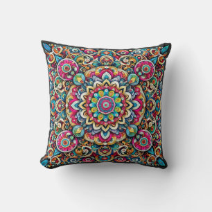 Colorful Mandala - Intricate Boho Kissen