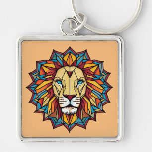 "Colorful Mandala Lion: Geometrisches Kunstdesign" Schlüsselanhänger