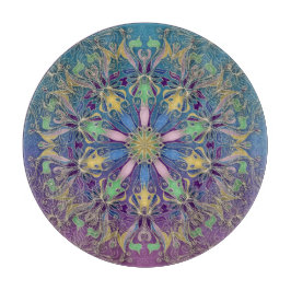 Colorful Mandala Round Cutting Board Schneidebrett