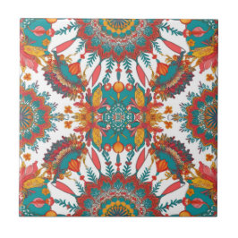 Colorful Mandala Tile | Floral Boho Design Fliese